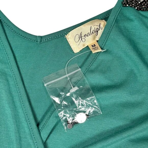 NWOT Boho Beaded Maxi Dress Sz.M Green Teal Sleeveless Event Festival Summer - Picture 8 of 14